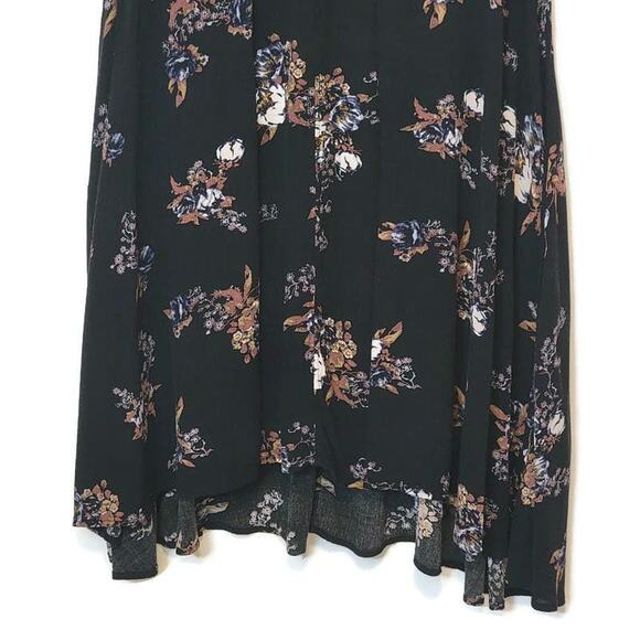 Free People Floral Mini Dress Black V Neck Sleeveless Swing Flowy Babydoll S - Picture 5 of 16